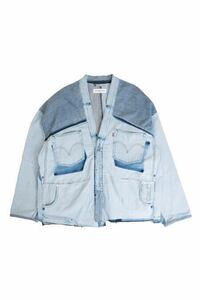 Remake by Yi リメイクバイリー リーバイスデニム リメイク Levi’s denim ノーカラー ジャケット インディゴ ブルー フリー kimono visvim