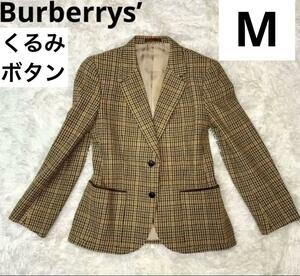 美品Burberry テーラードジャケット 白タグ　くるみボタン　ブラウン