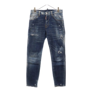 ディースクエアード 19AW SKATER JEAN ダメージ ペイント加工 スケーター ジーンズ スキニー デニムパンツ S74LB0591-S30342 インディゴ