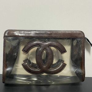 シャネル CHANEL ビニール　セカンドバッグ　ポーチ　正規品　C240918B01