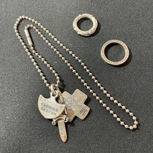 6-93 chrome hearts クロムハーツ スクロールバンドリング スペーサーリング スリートリンケッツ 3点セット 925 シルバー ヴィンテージ