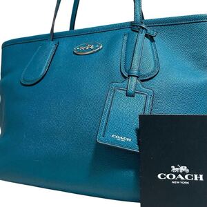 1円～【入手困難品】定価10万円 コーチ COACH トートバッグ ビジネスバッグ ブリーフケース A4 2way レザー メンズ レディース ブルー