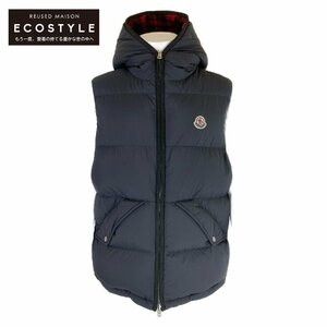 美品/国内正規 MONCLER モンクレール THOULE GILET リバーシブル フーディダウン ベスト 4 ネイビー/レッド メンズ