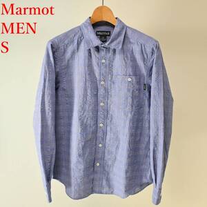 U3 MEN S 美品 マーモット Marmot 青チェック 長袖シャツ