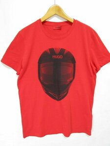 【送料込】 HUGO HUGO BOSS ヒューゴヒューゴボス 【メンズ】 Tシャツ レッド 赤 コットン 綿 半袖 ヘルメットプリント sizeＳ/958939