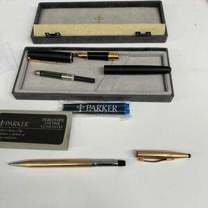 R10/【個人保管品】PARKER 万年筆 CROSS ボールペン1/20 14KT GOLDFIELD 替え付き 筆記用具 文房具