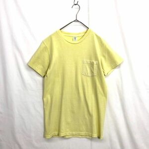 JZ0352★Velva Sheen : USA製 ポケットTシャツ★S★レモンイエロー系 ベルバシーン