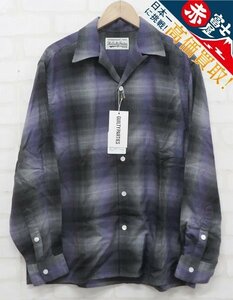 7T9023/未使用品 WACKO MARIA オンブレチェックオープンカラーシャツ 23FW-WMS-C02 ワコマリア OMBRE CHECK OPEN COLLAR SHIRT L/S