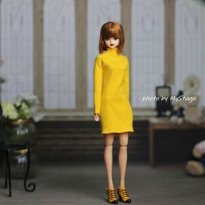 人形服msdr-24-176　黄色いセーターワンピース　（momoko、MISAKI、ジェニー、SAJボディ、OBITSUボディ）