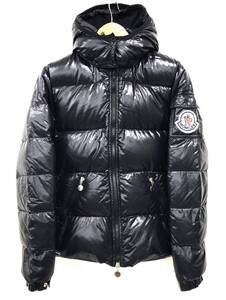 T02/065 MONCLER モンクレール メンズ デカロゴ ワッペン 着脱フード付 ダウンジャケット 2 ブラック