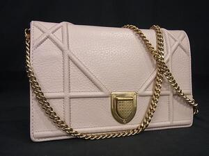 1円 ■美品■ ChristianDior クリスチャンディオール ディオラマ レザー 2WAY チェーン クラッチバッグ ショルダーバッグ ピンク系 BK3502