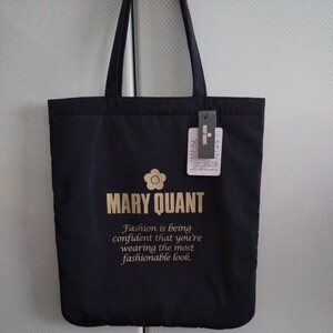 MARY QUANT マリークワント ゴールドロゴプリント トート ブラック マリークヮント トートバッグ 買い物 旅行 コンサート マリクワ