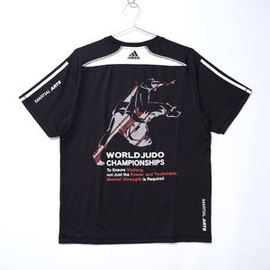 【送料無料】【未使用】adidas(アディダス)/世界柔道選手権大会/ストレッチドライTシャツ/ラッシュガード/ブドーマートジャパン/ブラック/L