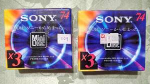 109 日本製 MD ミニディスク SONY ソニー PRISM SERIES 74分 6枚セット（RECORDABLE MD 3MDW-74B 3枚パック×２ ）未開封