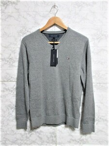 ☆TOMMY HILFIGER トミーヒルフィガー プレミアムコットン ワンポイント Vネック ニット セーター/メンズ/S☆新品