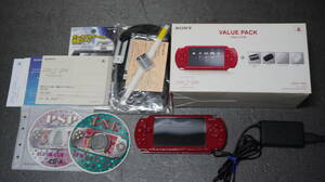 PSP-2000 RED バリューパック 元箱・取説付き 本体・対策基板前 付属品未使用 CFWマニュアル&DVD付き　貴重・美品