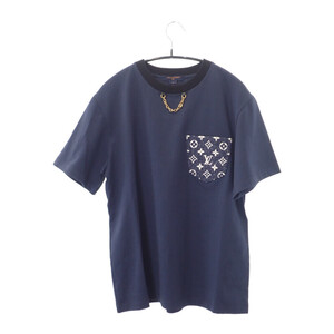 【中古】【Aランク】ルイヴィトン LOUIS VUITTON ポケット 1AC1R0 モノグラム 半袖Ｔシャツ コットン ネイビー L レディース【ISEYA】