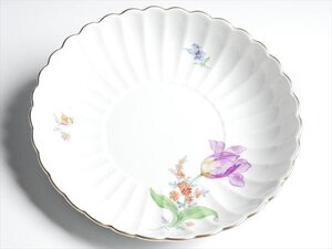 k714 Meissen マイセン 金彩 フラワーブーケ ラウンド ディッシュ プレート 20cm