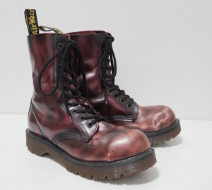 英国製 Dr.Martens ドクターマーチン スチールトゥ １０ホールブーツ メタリック チェリーレッド UK6 イングランド製