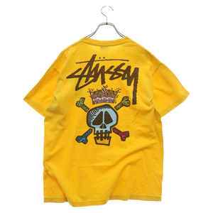 STUSSY ステューシー knowledge is king ノーレッジイズキング 半袖Tシャツ イエロー