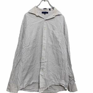 TOMMY HILFIGER 長袖 チェック シャツ M ブルー ホワイト トミーヒルフィガー コットンシャツ 古着卸 アメリカ仕入 a509-6416