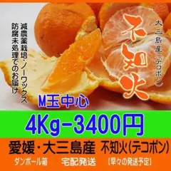 大三島産M玉不知火（デコポン）4Kg　濃厚美味！　ポンカンと姉妹です