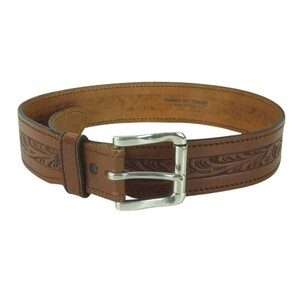 チャンバー CHAMBERS BELT COMPANY 57073 USA製 レザー ベルト ブラウン系【中古】