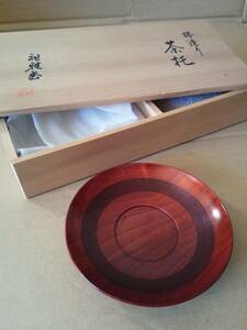 香川漆器 一夫(伝統工芸士)作 茶托 摺漆 五客 未使用