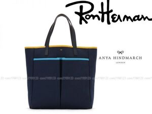 未使用4.1万◎ロンハーマン × ANYA HINDMARCH◎10周年 コラボ アニヤ ハインドマーチ 限定品 Ron Herman トート バッグ ネイビー