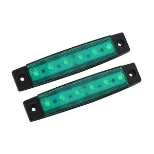 24V LED 6発 サイドマーカー 緑 グリーン 2個 フラット 角型 9mm 薄型マーカー トラック 車高灯 車幅灯 路肩灯 ワークライト デイライト