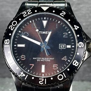 TIMEX タイメックス 腕時計 アナログ クオーツ 3針 カレンダー ブラック文字盤 メタルバンド ステンレス 新品電池交換済み 動作確認済み