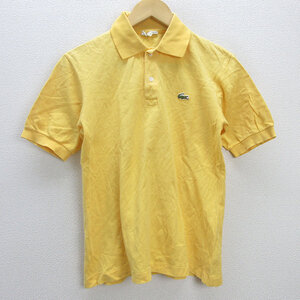 D■ラコステ/LACOSTE 鹿の子地 半袖ポロシャツ【4】黄/MENS/77【中古】