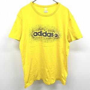 アディダス ネオレーベル adidas NEO LABEL Tシャツ ロゴプリント 丸首 半袖 綿100% O XL イエロー×ブラック×ネイビー 黄色 メンズ 男性