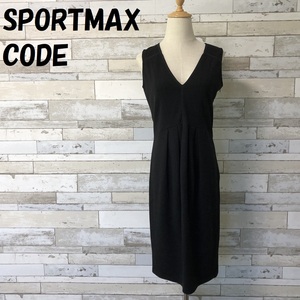 【人気】SPORTMAX CODE/スポーツマックス コード ノースリーブ Vネック ワンピース シンプル 首後ろビジュー付き ブラック サイズS/A1642