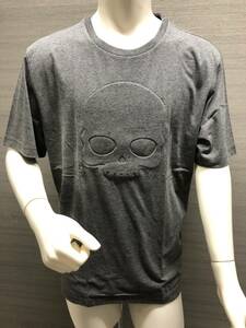 本物 新品 HYDROGEN ハイドロゲンエンボスフロントスカル半袖Tシャツ 214106 グレー 3XL