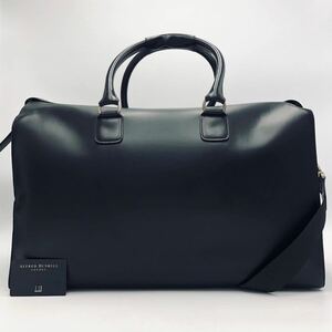 1円~[希少 極美品] dunhill ダンヒル 最高級レザー 総革 2way メンズ ビジネスバッグ ボストンバッグ 斜め掛け 大容量 通勤 旅行 ゴルフ 黒