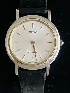 SEIKO セイコー exceline エクセリーヌ 7320-0450 lady’s レディース QZ watch 腕時計 WG 18K750 ホワイトゴールド 金 稼働中 電池交換済
