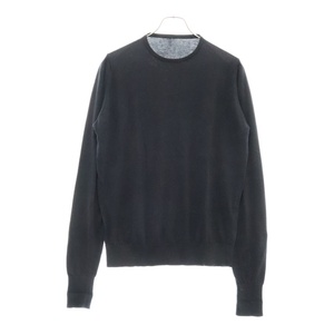 ユニフォームエクスペリメント TURN BACK CUFF CREW NECK KNIT コットンクルーネックニットセーター ブラック UE-170087