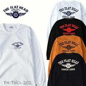 Lダークオレンジ　THE FLAT HEAD　ロングスリーブTシャツ FN-THCL-202 ブラック ホワイト コットン100％ 日本製 ロンT 長袖