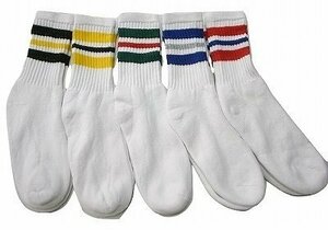 JB即決 14インチ STRIPE CREW SOCKS ストライプ ソックス サイズ 9-11 5pcs ５足組　新品 USA　SKATE スケーターソックス ダンス