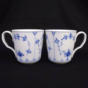 apf728☆【ROYAL COPENHAGEN/ロイヤルコペンハーゲン】101 マグカップ 2個セット ブルーフルーテッド ■55B35