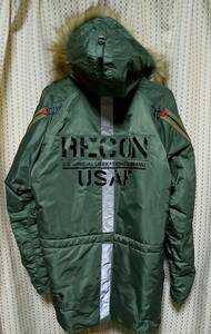 美品☆AVIREX RECON N-3 ACTION (2XL) セージ 6112171 検索 USAF モッズコート MA-1 B-3 N-3B 米軍 