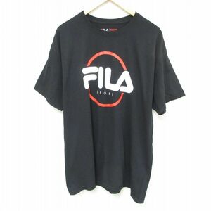 XL/古着 フィラ FILA 半袖 ブランド Tシャツ メンズ ビッグロゴ クルーネック 黒 ブラック 23jun09 中古