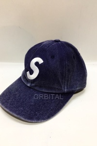 代官山)シュプリーム 24FW Supreme Pigment S Logo 6-Panel ピグメント Sロゴ キャップ ネイビー 半タグ付