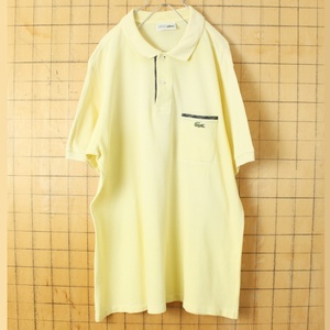 70s 80s フランス製 フレンチラコステ Lacoste 半袖 1ポケット ポロシャツ イエロー メンズML相当 ワンポイント ヨーロッパ古着