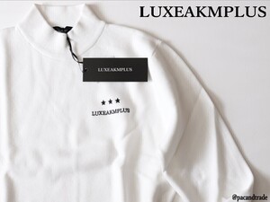 1円 LEON★LUXEAKMPLUS リュクスエイケイエムプラス★裾ロゴモックネックニット【lak-22002】ホワイト白★LUXE★防寒防風★サイズ選択L/XL