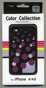 新品★iPhone4/4s シリコンケース 黒 水玉 液晶フィルム付★