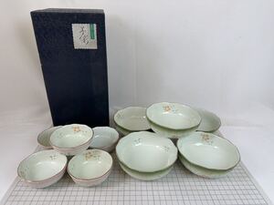 小鉢セット 小鉢 和食器 花柄 食器 絵替わり 匠の技 ほたる彫 ホタル花彫 親子鉢 金縁 緑 ピンク I-552