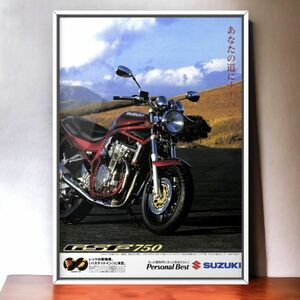 90年代 当時物!!! Suzuki 広告/ポスター GSF750 GR7EA Mk1 GR7EA シート カスタム パーツ タンク 最高速 フルパワー 系譜