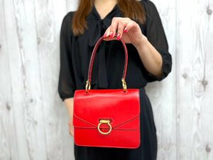 極美品 CELINE セリーヌ ハンドバッグ バッグ レザー 赤 72270